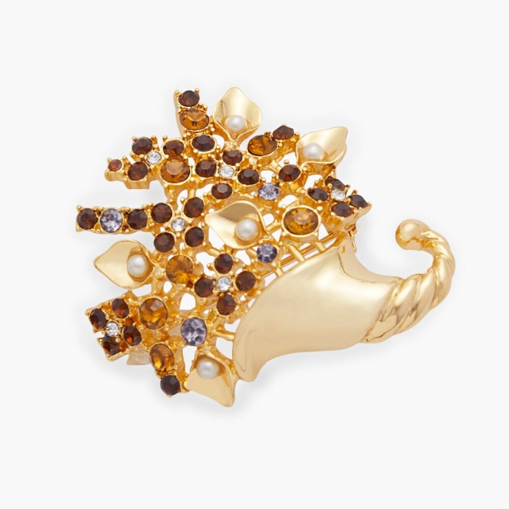 Talbots Gold Tone Cornucopia Pin Brooch NWT